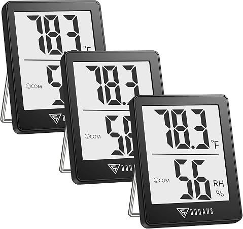 DOQAUS 3 Pack Digital Hygrometer Indoor Thermometer Humidity Monitor Black