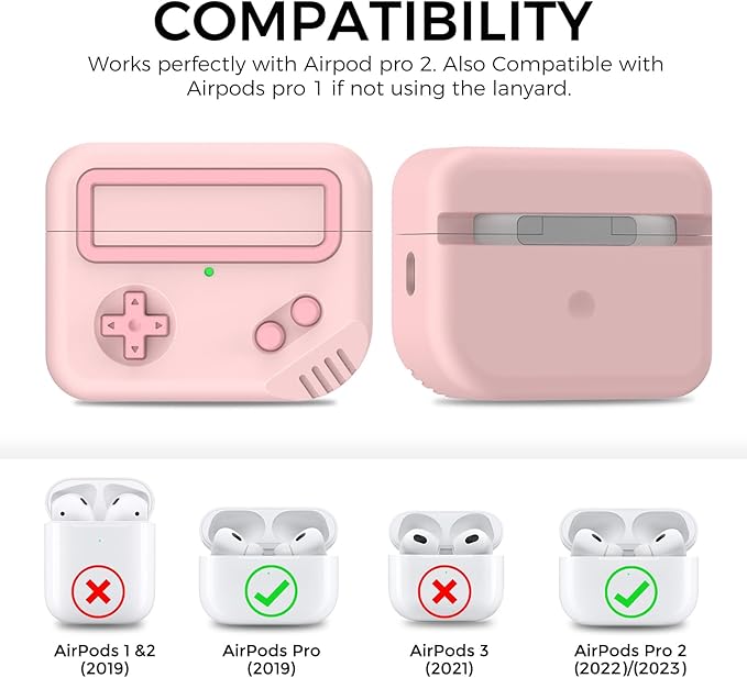 for AirPods Pro 2 Case - Silicone Game Console Design Case for Apple AirPods 2nd/1st Generation, Cute Airpod pro Cover for Men/Women (Pink)