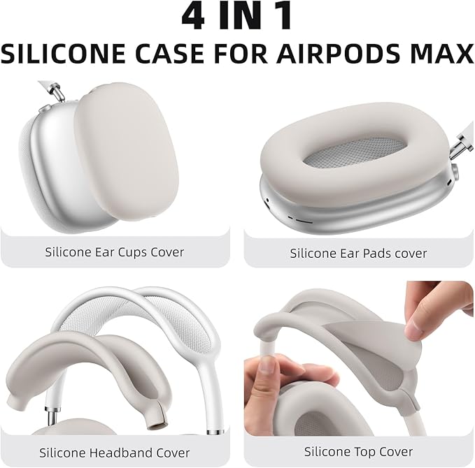 Lerobo Case Cover for Airpods Max Headphones,Soft Ear Cup Silicone Case for Apple Airpod Max 2024/2020,Anti-Scratch Earpad Cover Accessories,Nude