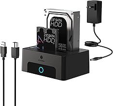 ICY BOX Dual-Bay Hard Drive Docking Station for 2.5 & 3.5 SSD HDD Up to 60TB , USB C 3.0 to SATA I/II/III Hard Drive Enclosure Reader with Offline Clone and Duplicator Function Tool Free Plug&Play