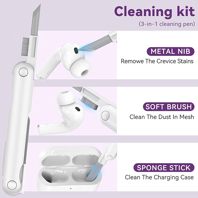 with Safety Lock for AirPods Pro 3 Case 2025,Clear Butterfly Floral Cute Airpods Pro 3rd Generation Case with Phone Stand & Cleaner Kit for Apple AirPods Pro 3 for Women Girly-Purple