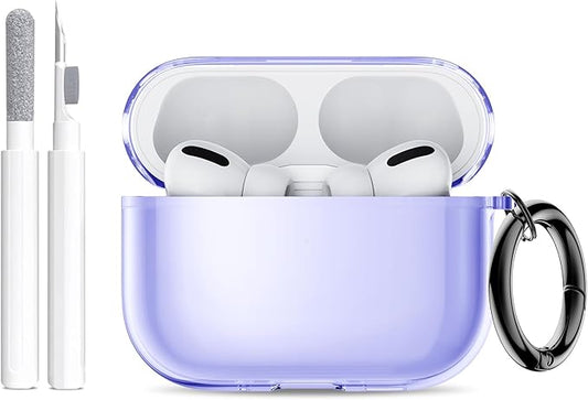 for AirPods Pro 3 Case (2025) with Cleaner Kit, Cute Soft Silicone Cover Compatible AirPods Pro 3rd Genera case with Keychain for Women Men with Keychain for Airpod Pro case(2025) Transparent Purple