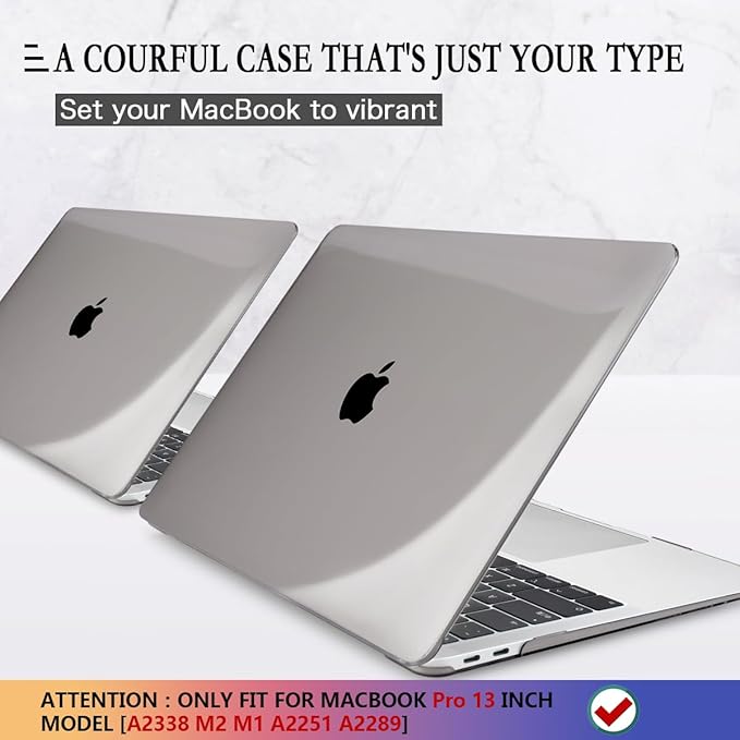 CISSOOK Case for MacBook Pro 13 Inch 2023 2022 2021 2020 Touch Bar, Grey Hard Shell Case Cover for MacBook Pro 13" M2 M1 A2338 A2251 A2289 Model with Keyboard Cover and Screen Protector - Gray