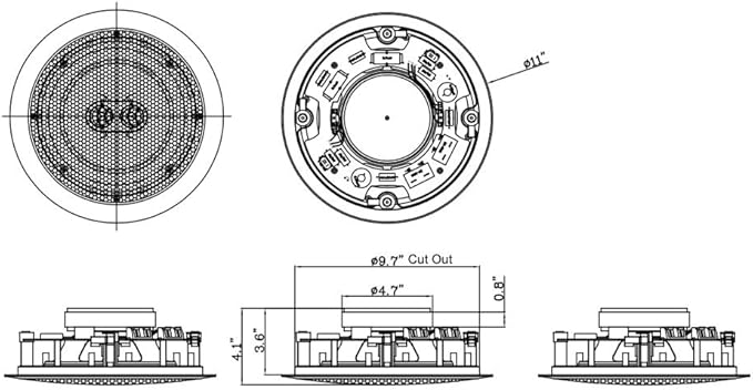 82S2C Silver Ticket In-Wall In-Ceiling Speaker with Pivoting Tweeter (2 Channel Stereo 8 Inch in-ceiling) 11 Inch overall size