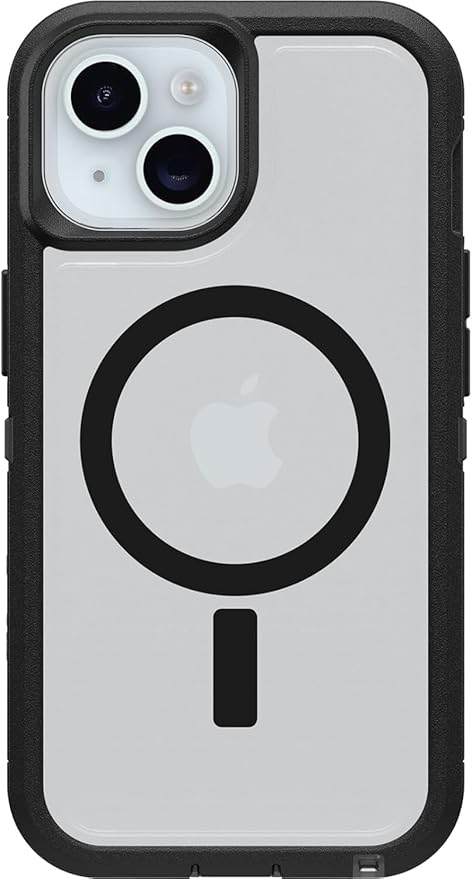 OtterBox iPhone 15, 14, 13, iPhone 17e, 16e Case - Defender Series XT - Built-in MagSafe - Rugged - Port Protection - Lanyard Attachment - Non-Retail Packaging - Clear/Black