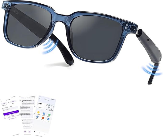 AI Translation Smart Glasses with Chat GPT for Men& Women, Bluetooth 5.4 Sunglasses with Translator 100 Languages& Accents,Multifunctional Outdoor UV Protection Glasses for Travel Trade Business-Gray