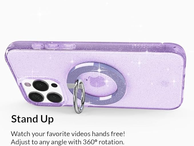 VELVET CAVIAR Compatible with MagSafe Phone Grip - Magnetic Ring Holder with Adjustable Stand - Removable MagSafe Accessories for iPhone 16, 15, 14, 13, 12 (Lilac Stardust)
