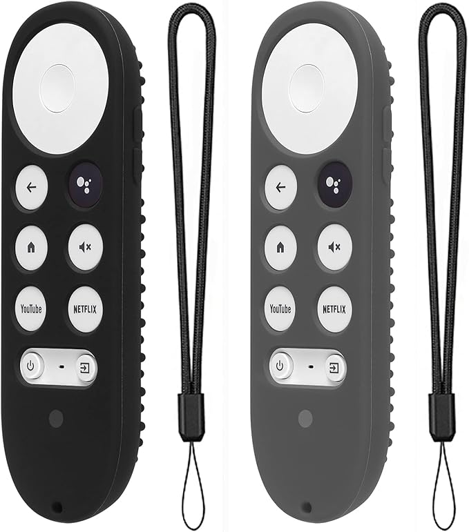 2 Pack Silicone Case for Chromecast with Google TV 2020 Voice Remote Protective Cover for 2020 Chromecast Voice Remote (Black+Dark Gray)
