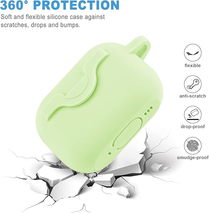 Secure Lock Case for Airpods Pro 2 Case with Cute Bling Keychain, Silicone Protective Case Cover for Airpods Pro 2nd Generation Case Women Girls - Matcha Green