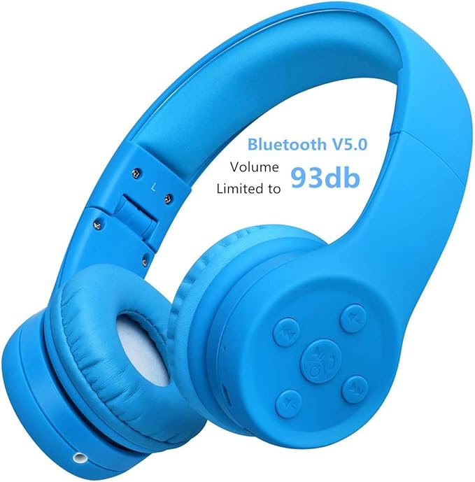 Headphones for Toddlers Bluetooth, Wireless Headphone for Toddler Baby Kids with Sharing Port, Kids Headphones with Mic for Boys Girls Travel pad Amazon fire Cellphone (Blue 2)