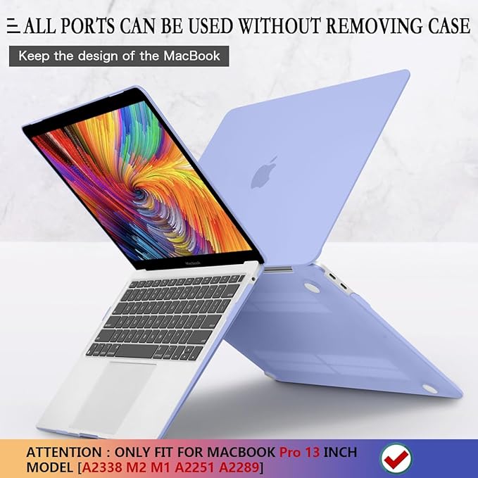 CISSOOK Compatible with MacBook Pro 13 Inch Case 2023 M2 Chip, Hard Shell Case & Keyboard Cover for MacBook Pro 13 inch with Touch Bar 2020-2023 Release M2&M1 A2238 A2289 A2251 Model, Sierra Blue