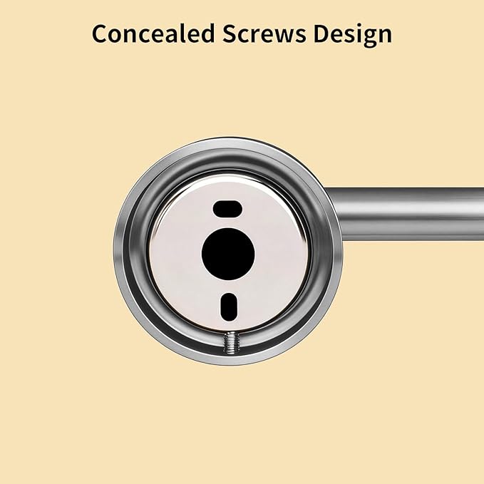 YUMORE Brushed Stainless Steel Bathroom Hardware Set, 4-Pieces Wall Mounted Bath Accessories Kit with Towel Bar, Towel Ring, Toilet Paper Holder & Robe Hooks, Modern Durable Design