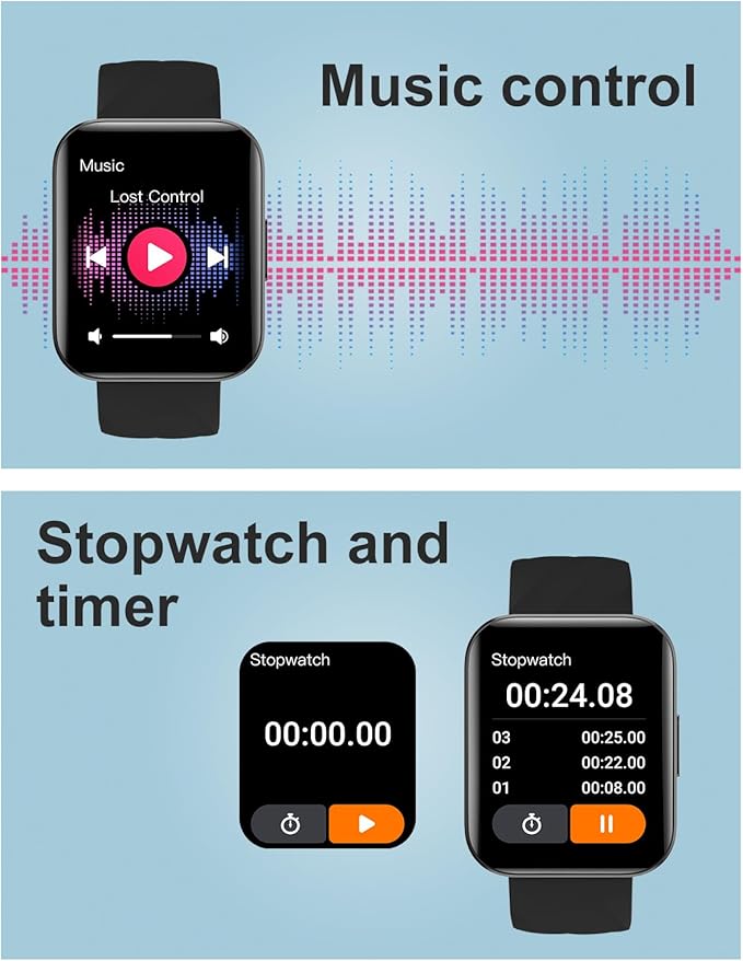 Smart Watches for Men Women (Answer/ Make Calls) Compatible with iPhone Android Phones, 1.85" Smartwatch Fitness Tracker with 100+ Sports Heart Rate Monitor Pedometer Sleep Tracker Waterproof (Black)