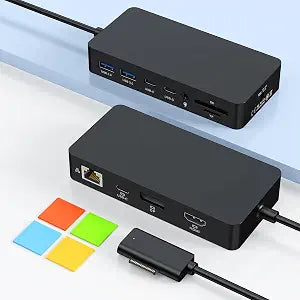 New Surface Docks Triple Displays 4K HDMI+DP+Thunderbolt 4, 12 in 1 Microsoft Surface Docking Station with 120W Power Adapter for Surface Pro 11/10/9/8, Surface Book Go,Surface Laptop