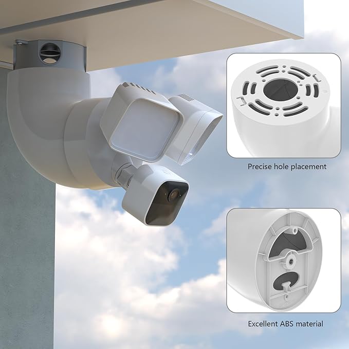 Outdoor Camera Eave Mount Bracket Compatible with R-ing Floodlight Cam Wired Pro/Plus,Blink Wired Floodlight and WYZE Floodlight v2,REOLINK Elite Floodlight WiFi Cameras (White)
