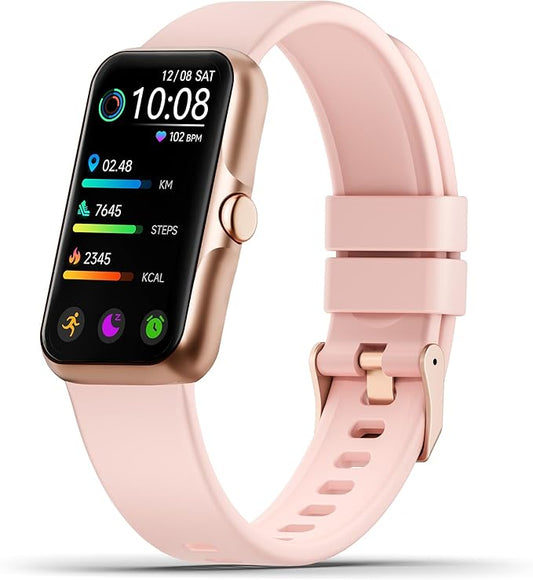 Health Fitness Tracker, Smart Watch with 24/7 Heart Rate and Blood Oxy-gen Monitor, Sleep Tracker with IP68 Waterproof, Activity Tracker Pedometer Step Counter for Women Men (Deep Pink)