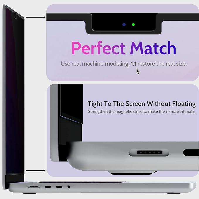 Magnetic Privacy Screen for MacBook Pro 14 Inch (2021-2026, M1, M2, M3, M4, M5), Removable Matte Blue Light Glare Filter for Mac Pro 14.2" Laptop Computer