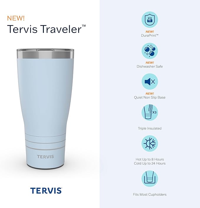 Tervis Traveler Virginia Tech Hokies - MVP Triple Walled Insulated Tumbler Travel Cup Keeps Drinks Cold & Hot, 30oz, Stainless Steel