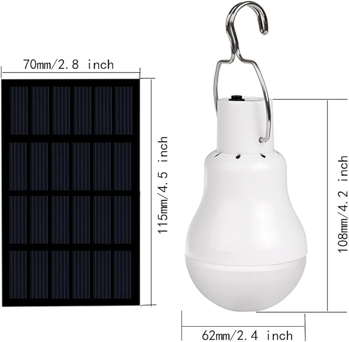 Solar Powered Lamp Portable Led Bulb Lights Solar Energy Panel Led Lighting for Camp Tent Night Fishing Emergency Lights Flash 350LM(Pack of 2)