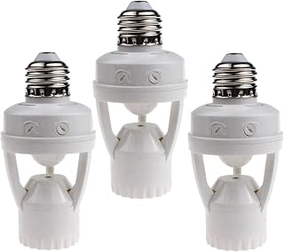 LPHUMEX 3pcs Motion Sensor Light Sockets, E26/E27 Screw in Motion Sensor Sockets for Existing Lights, Dusk and Dawn Auto Lights Motion Detector Indoor for Front Door Porch Garage Closet - Image 1