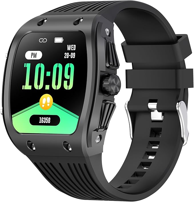 Smart Watches for Men, 1.76" HD Square Touchscreen Smartwatch, Heart Rate/SpO2/Sleep Monitor, Make/Answer Calls, 100+ Sports Modes, IP68 Waterproof Fitness Watch for iPhone Android Compatible (Black)