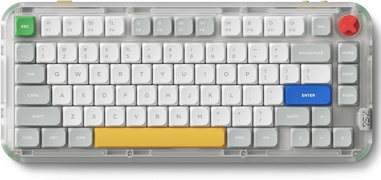 nuphy Kick75 Wireless Mechanical Keyboard with Knob,75% Layout 80 Keys RGB Backlit, Hot Swappable Low Profile Keyboard with PBT Keycaps,Gaming Keyboards, Support BT/2.4G/USB-C (Blush Nano Switch)