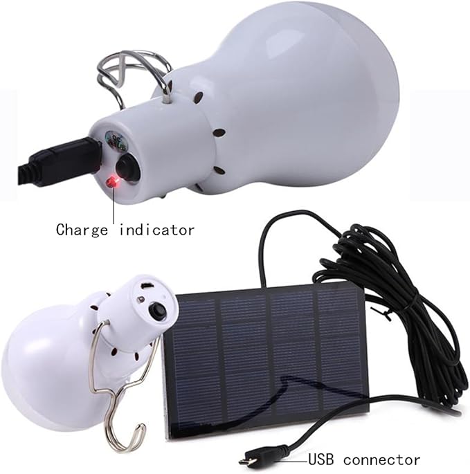Solar Powered Lamp Portable Led Bulb Lights Solar Energy Panel Led Lighting for Camp Tent Night Fishing Emergency Lights Flash 350LM(Pack of 1)