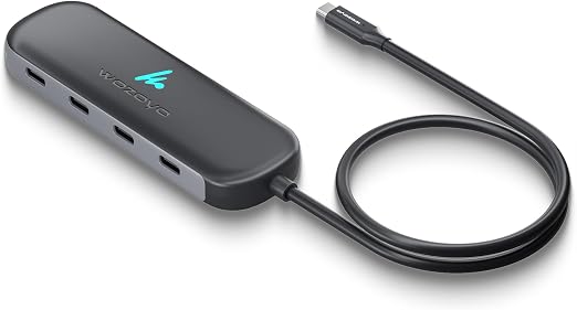 Type C to 4 in 1 Type C Hub, Wozoyo 4XType C 5 Gbps, Data Transfer Upto 5Gbps, Plug & Play, Multiport Type C Hub with 30cm Cable, Compatible with MacBook, Tablet, Smartphones and Type C Devices