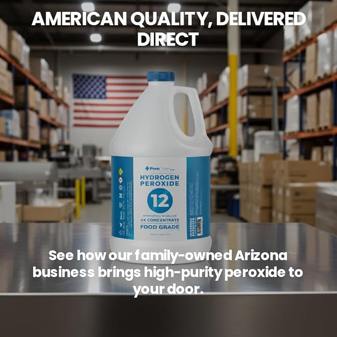 Hydrogen Peroxide 12 Percent 1 Gallon - Multi-Surface Cleaner for Counters, Bathtubs, Floors, Carpets, Cold Plunge and More.