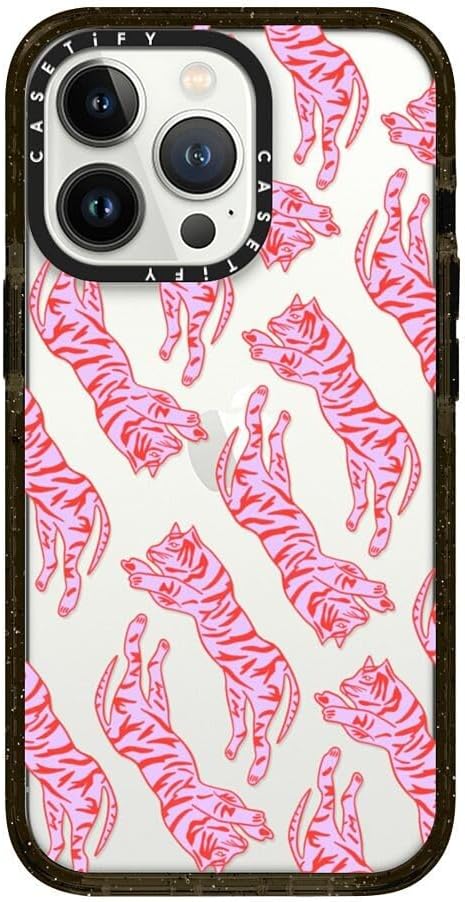 CASETiFY Impact iPhone 13 Pro Case [6.6ft Drop Protection] - Tigers by Grace Owen - Clear Black