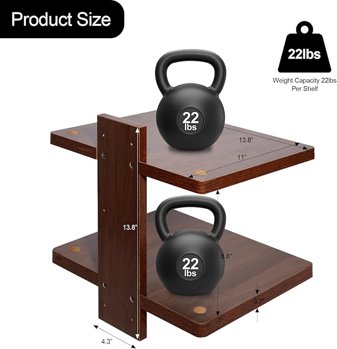 2PCS Floating TV Shelf, Projector Wall Mount Holds Up to 22lbs, Wooden Float Book Shelves Projector Shelf for Wall DVD Players, Living Room Decor,Game Consoles Bed Room,4 Shelves