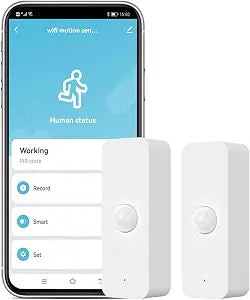 Smart PIR Motion Sensor: WiFi Motion Detector with App Notification Alerts, Wireless Contact Sensor for Home Security and Smart Home Automation, No Hub Required, Compatible with Alexa(2-Pack)