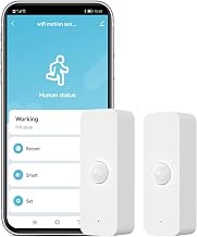 Smart PIR Motion Sensor: WiFi Motion Detector with App Notification Alerts, Wireless Contact Sensor for Home Security and Smart Home Automation, No Hub Required, Compatible with Alexa(2-Pack)