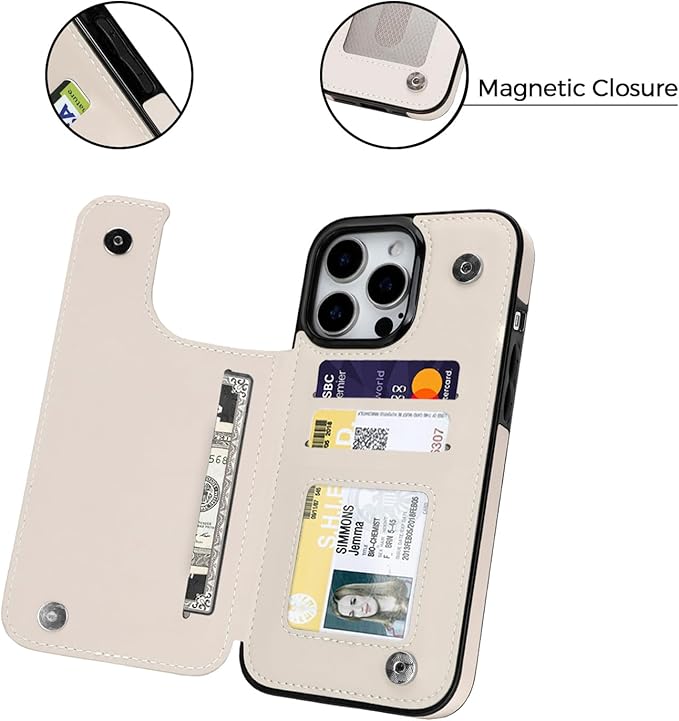 uCOLOR for iPhone 14 Pro Wallet Case with Card Holder PU Leather RFID Blocking Design iPhone 14 Pro flip case for Women Men Magnetic Clasp Kickstand Design 6.1 inch (Dune Mirage Checkered)