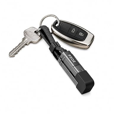 pzoz 4-in-1 Keychain Charging Cable, 60W Fast Charging with LED Display