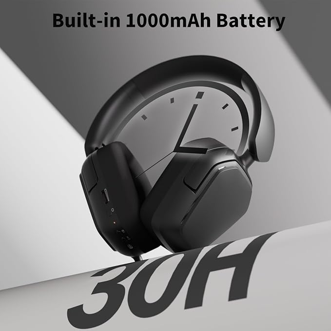 RK ROYAL KLUDGE G10 Gaming Headset with Microphone, Wireless/Bluetooth 5.3/Wired Gaming Headpones for PS5/4, Switch, PC, 40mm Dynamic Drivers, 7.1 Surround Sound, Black