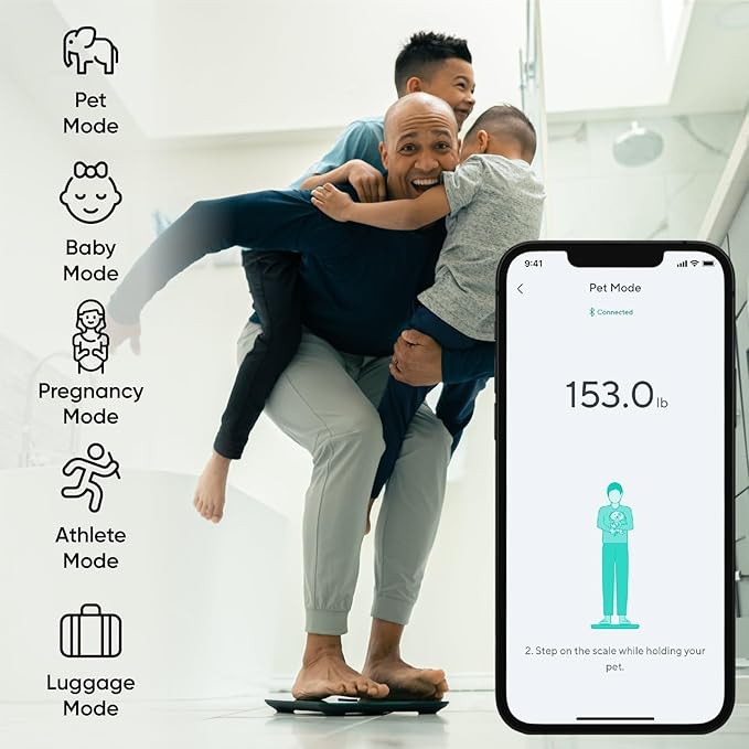 Wyze Smart Scale X - Digital Bathroom Scale for Body Weight, BMI, Body Fat, Muscle Mass, Heart Rate Monitor | Sync with Health Apps | Body Composition Analyzer for People, Baby & Pet, 400 lbs (Navy)