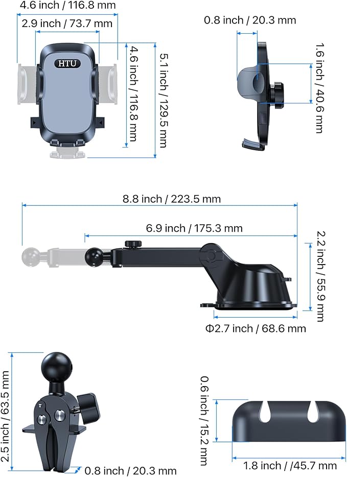 【98+LBS Strongest Suction & Military-Grade】2025 Ultimate Car Phone Mount【Patent & Safety Certs】 Cell Phone Holder Truck Stand for Dashboard Windshield Vent for iPhone 17 Pro Max Samsung (Light Grey)