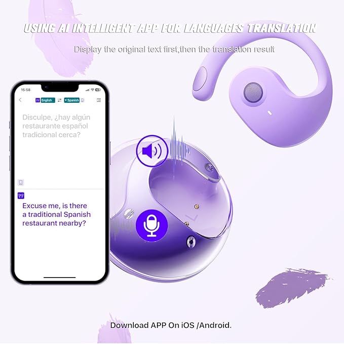 Translation Earbuds Real Time, 144 Languages Translation Device Ai Translator Earbuds Translating Headphones Real Time Ai Headphones Language Translation
