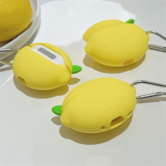 Case Compatible with Airpods 3, Cute Summer Fresh Lemon Design Keychain Case Cover, Portable Earbuds Accessories Soft Silicone Shockproof Wireless Earphone Protector with Hook Yellow