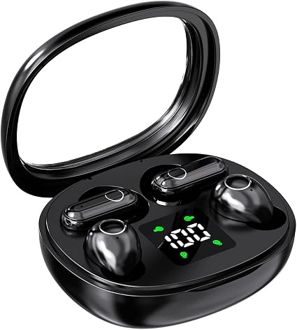 Wireless Bluetooth Headset，Tiny Size Invisible Earbuds，Sleep and Sports Earphones Set, 2 Pairs, Mini and Short Handle Design，for Work Sport Sleeping (Black)