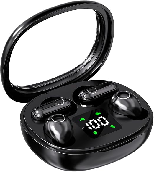 Wireless Bluetooth Headset，Tiny Size Invisible Earbuds，Sleep and Sports Earphones Set, 2 Pairs, Mini and Short Handle Design，for Work Sport Sleeping (Black)