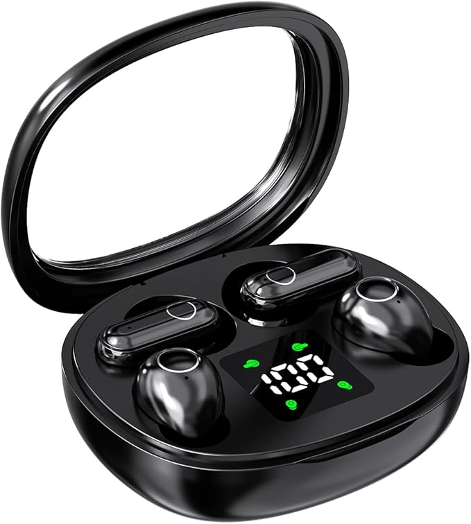 Wireless Bluetooth Headset，Tiny Size Invisible Earbuds，Sleep and Sports Earphones Set, 2 Pairs, Mini and Short Handle Design，for Work Sport Sleeping (Black)