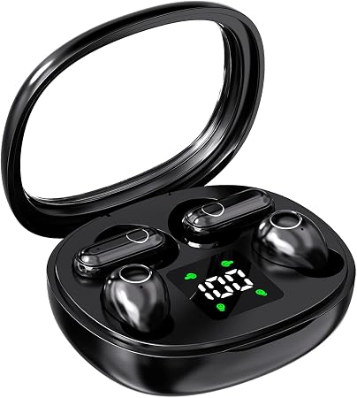 Wireless Bluetooth Headset，Tiny Size Invisible Earbuds，Sleep and Sports Earphones Set, 2 Pairs, Mini and Short Handle Design，for Work Sport Sleeping (Black)
