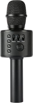 Wireless Bluetooth Karaoke Microphone with Built-in Speakers + HD Recording, Portable Handheld Mic | Black