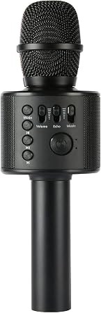Wireless Bluetooth Karaoke Microphone with Built-in Speakers + HD Recording, Portable Handheld Mic | Black