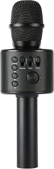 Wireless Bluetooth Karaoke Microphone with Built-in Speakers + HD Recording, Portable Handheld Mic | Black