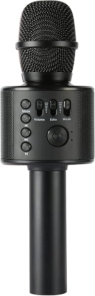Wireless Bluetooth Karaoke Microphone with Built-in Speakers + HD Recording, Portable Handheld Mic | Black