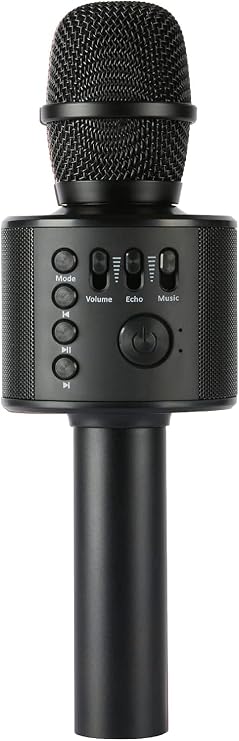 Wireless Bluetooth Karaoke Microphone with Built-in Speakers + HD Recording, Portable Handheld Mic | Black