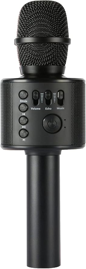 Wireless Bluetooth Karaoke Microphone with Built-in Speakers + HD Recording, Portable Handheld Mic | Black